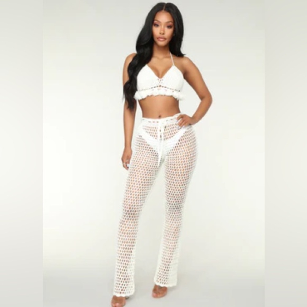 Fashion Nova White Crochet Bikini Set - Picture 3 of 6